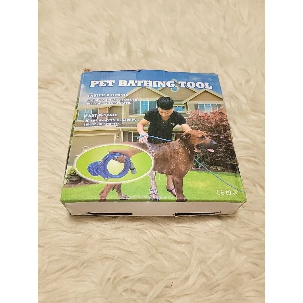 Pet Bathing Tool Scrubber And Water Sprayer Easy Install Faster Dog Baths NEW